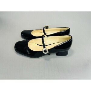Women's 6 Faux Patent Leather Mary Jane Black Dress Shoes Jessica Simpson READ